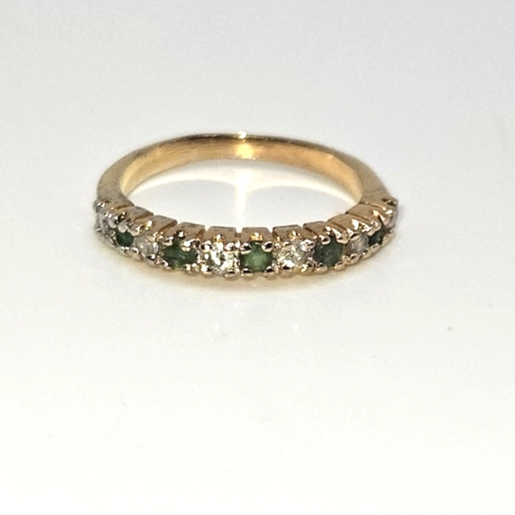 Jewelry - Emerald White Sapphire Semi-Eternity Yellow Gold Plated Ring Size 6